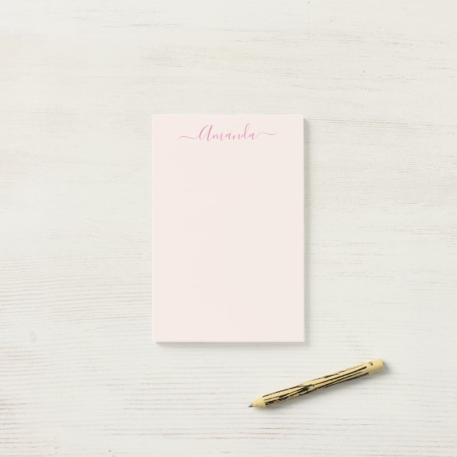 Trendige Soft-Pink-Minimalist-Notizen Post-it Klebezettel (Auf Schreibtisch)