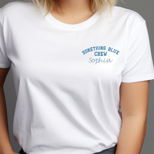 Trendige 'Something Blue Crew' Junggesellinnenabsc Besticktes T-Shirt