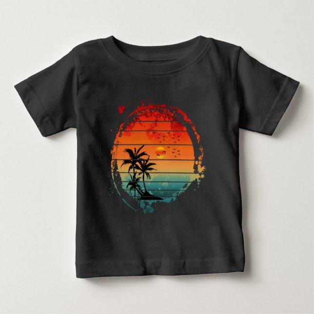trendige Sonnenuntergangspalme Baby T-shirt (Vorderseite)