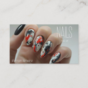 Trendige Splatter-Paint-Nagelkunst Maniküre-Treue Visitenkarte