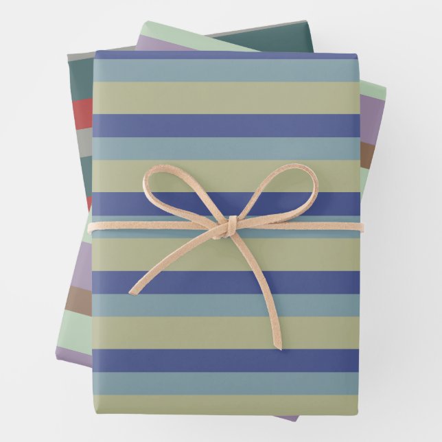 Trendige Streifen in Farbpaletten Geschenkpapier Set (Beispiel)