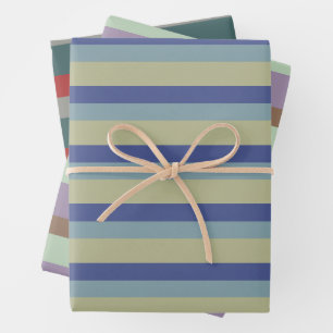Trendige Streifen in gedämpften Farbpaletten Muste Geschenkpapier Set