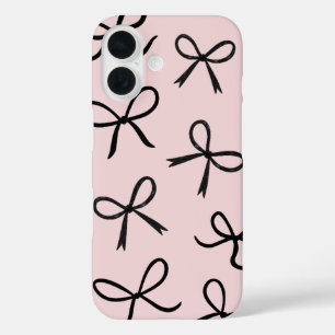 Trendige Süße Kleine Schwarze Schleifen Rosa iPhone 16 Hülle