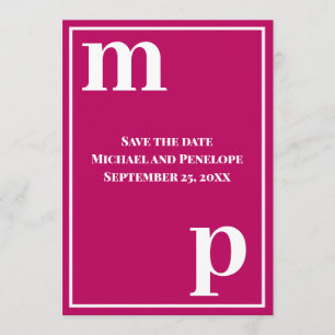 Trendige süße Monogramm Magenta Save-the-Date  Einladung