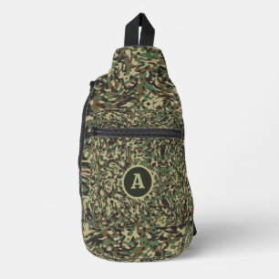 Trendige Tarnung Grün Personalisierter Buchstabe Crossbody Bag
