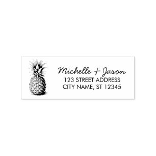 Trendige tropische Ananas Hochzeit Rücksendeadress Gummistempel