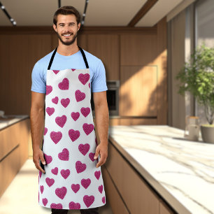 Trendige Valentinstag-Rosa-Glitter-Herzen auf Weiß Schürze