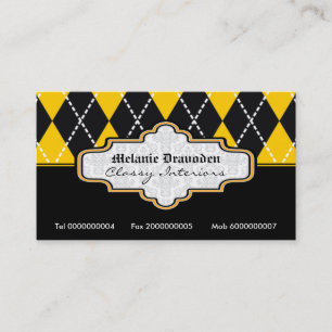 Trendige Visitenkarten in Schwarz-Gelb-Raute Visitenkarte