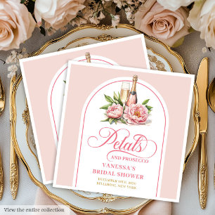Trendige Wasserfarbe Petalen und Prosecco-Party Se Serviette