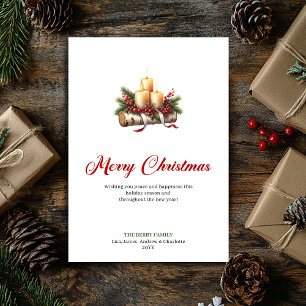 Trendige Weihnachtskerzen rustikale Weihnachtsgrüß Feiertagskarte