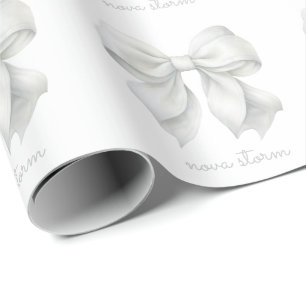 Trendige weiße Schleife personalisiert mit Namen M Geschenkpapier