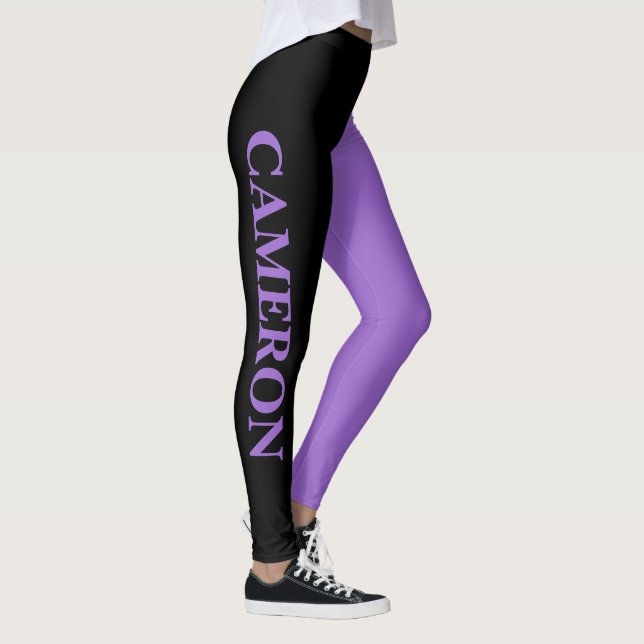 Trendige zwei Farben | Name | Schwarz und Amethyst Leggings (Rechts)