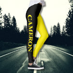 Trendige zwei Farben | Name | Schwarz und Kanareng Leggings<br><div class="desc">Trendige zwei Farben | Personalisierter Name | Leggings schwarz und kanarisch gelb</div>