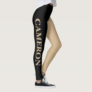 Trendige zwei Farben   Name   Schwarz und Tan Leggings