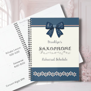 Trendiger blauer koketter Bogen Saxophon Musikplan Planer