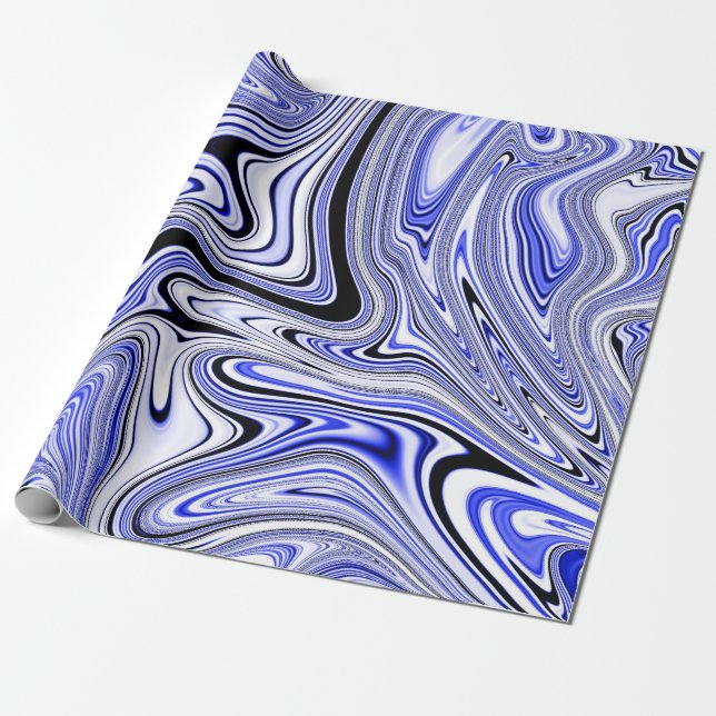 Trendiger blauer Marmorwirbel Geschenkpapier (Ungerollt)