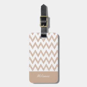 Trendiger Bleistift-Tan-Chevron-Zickzack mit Namen Gepäckanhänger