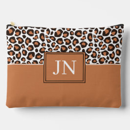 Trendiger brauner Leopardenprint mit Initialen Zubehörtasche