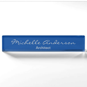 Trendiger Deep Blue Schrift Architekt Professional Namensplakette