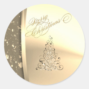Trendiger eleganter Weihnachtsbaum, falsches Gold Runder Aufkleber