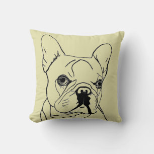 Trendiger französischer Bulldogge Khaki-Linienzeic Kissen