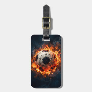 Trendiger Fußball auf Feuerfußball Personalized   Gepäckanhänger