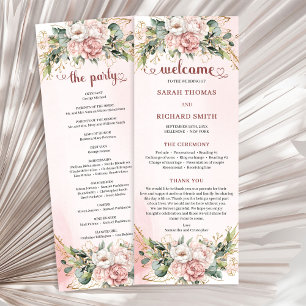 Trendiger Garten-Rosé-Blumen-Eukalyptus-Hochzeit Programm