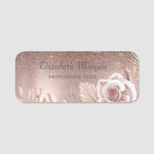 Trendiger Glitter Ombre, Blume, Rosen Gold Namensschild