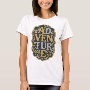 Trendiger Gold-Abenteuerdruck T-Shirt