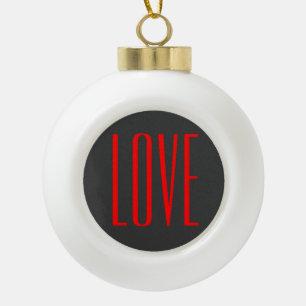Trendiger grauer Hintergrund rote Liebe Hochzeit Keramik Kugel-Ornament
