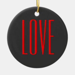 Trendiger grauer Hintergrund rote Liebe Hochzeit Keramik Ornament