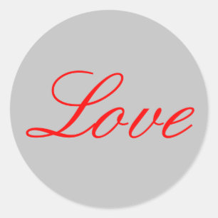 Trendiger grauer Hintergrund Rote Liebe Hochzeit Runder Aufkleber
