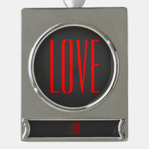 Trendiger grauer Hintergrund Rote Liebeshochzeit Banner-Ornament Silber