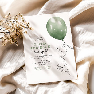 Trendiger grüner Ballon 30. Geburtstag Einladung
