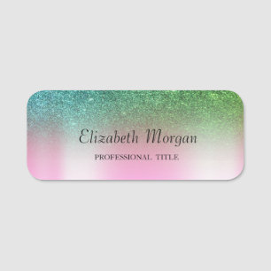 Trendiger grüner Glitter ,Pink Namensschild
