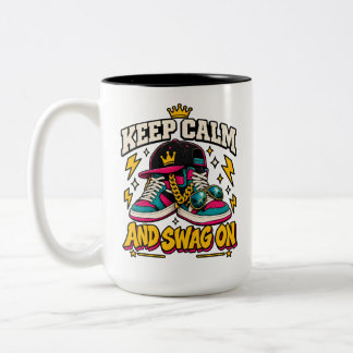 Trendiger Humor Keep Calm And Swag On Ästhetik Zweifarbige Tasse