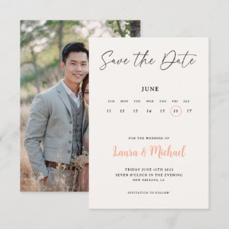 Trendiger Kalender Save The Date mit Foto Einladung
