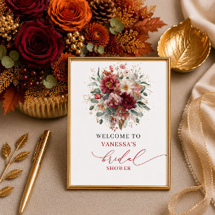 Trendiger Kupfer-Boho-Herbst-Brautparty-Willkommen Poster