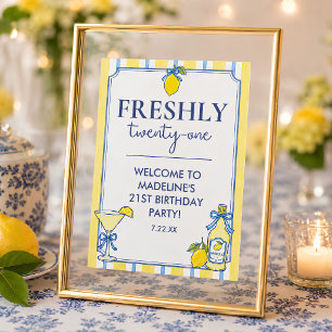 Trendiger Lemon Freshly 21 Geburtstags-Willkommens Poster