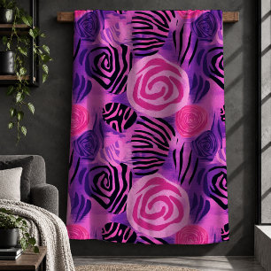 Trendiger Leopard Hot Pink Lila Decke Dekor Akzent Sherpadecke
