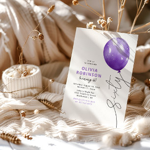 Trendiger lila Ballon 60. Geburtstag Einladung