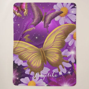 Trendiger lila und goldener Schmetterling mit indi Sherpadecke