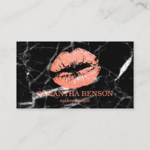Trendiger Marmor-Roségold-Lippen-Makeup-Artist Visitenkarte