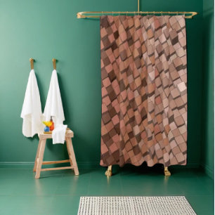 Trendiger Mocha-Mousse-Geometrie-Duschvorhang Duschvorhang