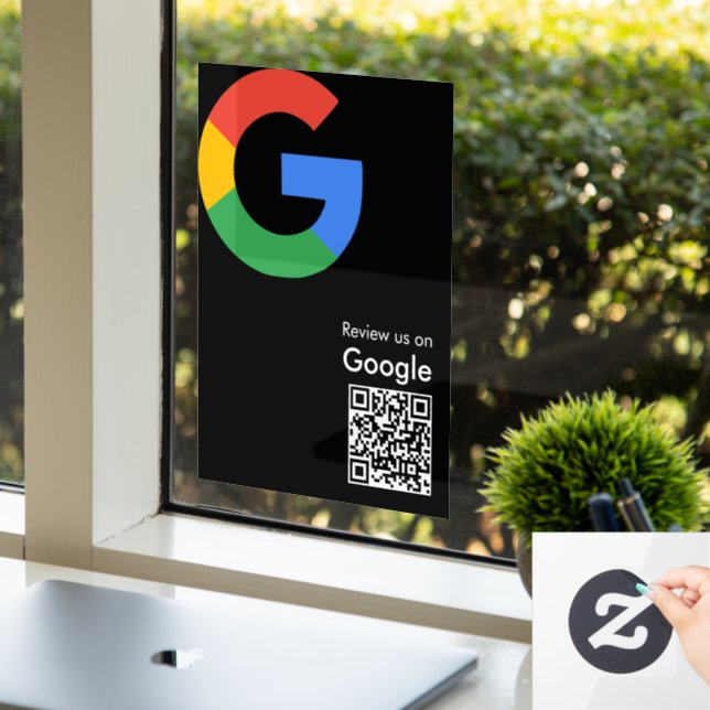 Trendiger moderner Google-Review-QR-Code Fensteraufkleber (Büro)