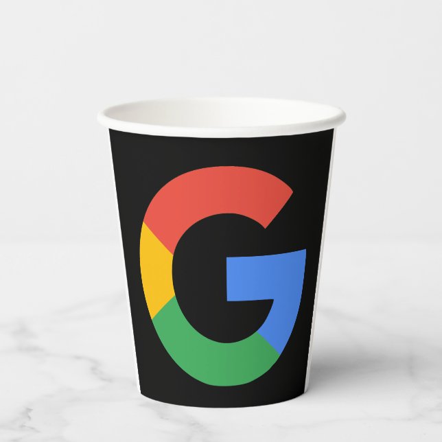 Trendiger moderner Google-Review-QR-Code Pappbecher (Rückseite)