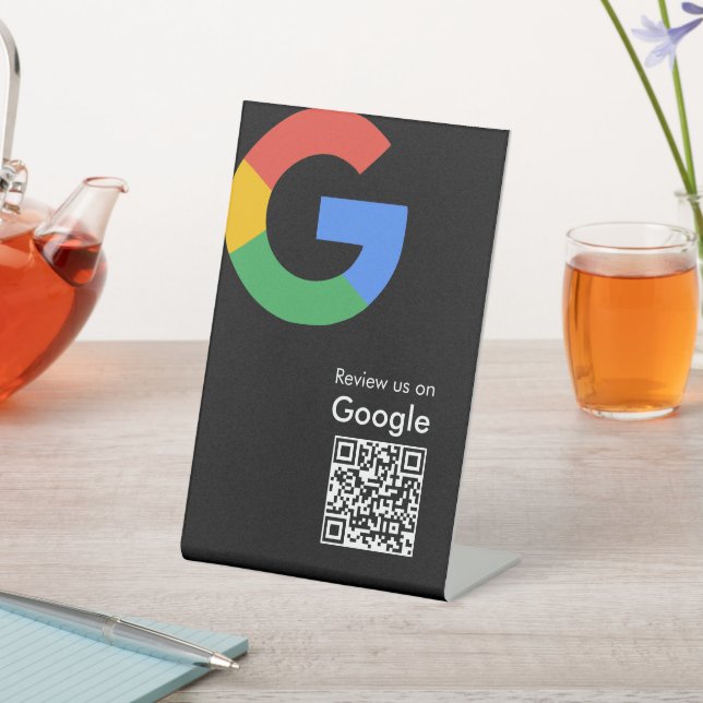 Trendiger moderner Google-Review-QR-Code Sockelschild (In SItu)