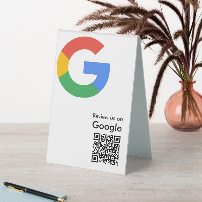 Trendiger moderner Google-Review-QR-Code Tischaufsteller (In Situ (Tisch))