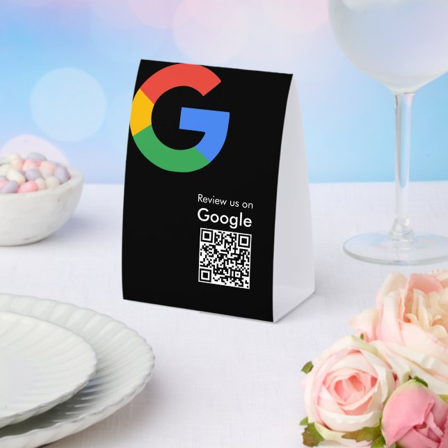Trendiger moderner Google-Review-QR-Code Tischaufsteller (In Situ (Hochzeit))