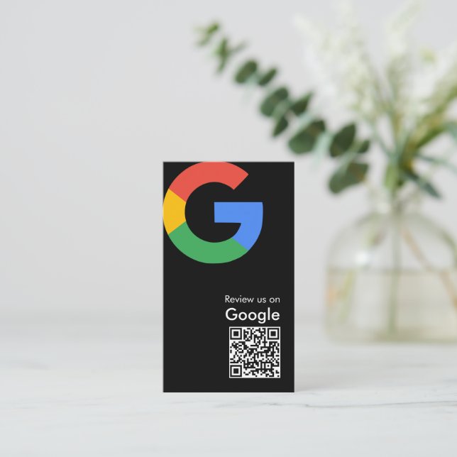 Trendiger moderner Google-Review-QR-Code Visitenkarte (Stehend Vorderseite)